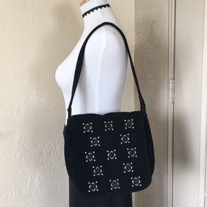 Nine West Black Suede Messenger Bag